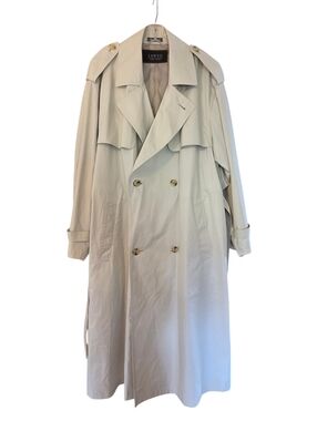 VTG Sanyo Carol Cohen Sand/light Tan Full Length Double Breasted  Trenchcoat 40R